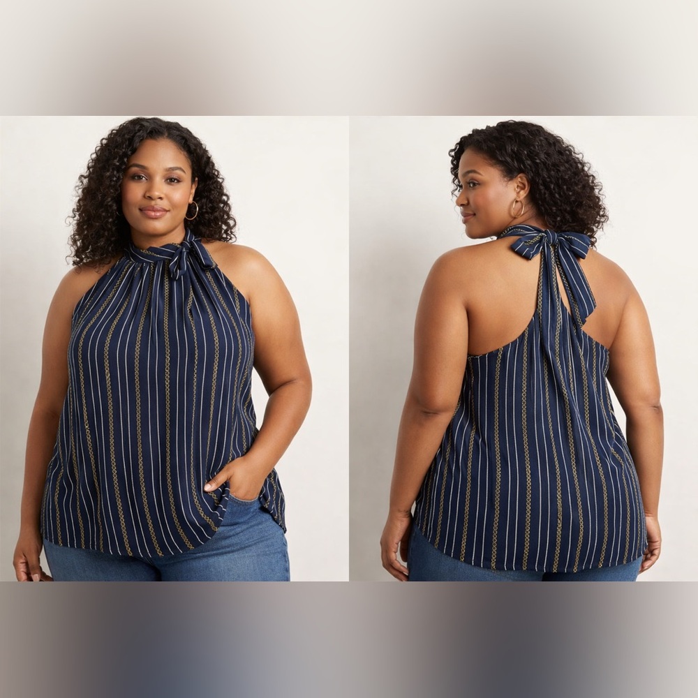 Banana Republic Navy Striped Halter Top